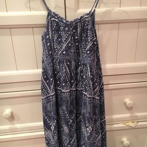 Blue and white patterned summer dress